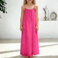 thumbnail image 2 of ZXLBBD Girls Dresses Backless Spaghetti Straps Solid Color Long Sundress Stylish Loungwear for Toddler and Kids Casual Summer Beachwear, 2 of 6