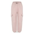 thumbnail image 3 of WTXUE Cargo Pants, Womens Trousers Women's Parachute Pants with 4 Pockets High Rise Elastic Waistband Streetwear, Slacks Scrub Pants Pantalones De Mujer, Pink, 3 of 8