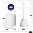 thumbnail image 2 of Small Plastic Bathroom Set 3L White Plastic Compact Trash Can, and Toilet Bowl Cleaner Brush with Holder – Matching Toilet Set, 2 of 5