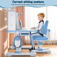 thumbnail image 4 of Kids Study Desk & Chair Set Ergonomic Adjustable Height 0-50° Tilt Desktop Spacious Surface with Drawer & Hook Sturdy Metal Frame, 4 of 9