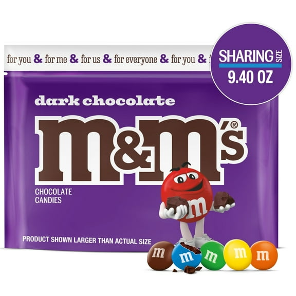 M&M'S Dark Chocolate Candy Sharing Size Bag, 9.4 oz (Packaging may vary)