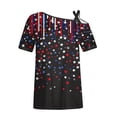 thumbnail image 4 of Aboser Off the Shoulder Shirts Women 4th of July Tops Trendy Short Sleeve Summer T Shirt Cute USA Stars Graphic Tees American Flag Patriotic Tshirts, 4 of 4