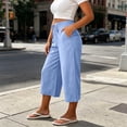 thumbnail image 5 of Horkkom Capri Pants for Women Cotton Elastic Waist Drawstring Pants Summer Casual Loose Pants with Pockets S, 5 of 8