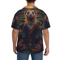 thumbnail image 3 of KLL Garden Meditating Weasel Print Men's Shirt Short Sleeve Button Down Summer Cuba Beach Shirts- 4X-Large, 3 of 5