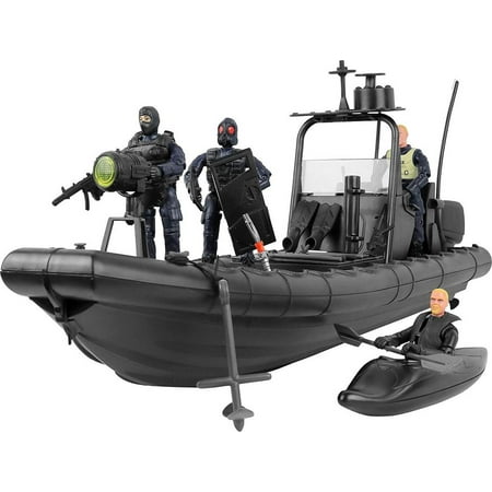 - Click N’ Play Military Elite Swat Unit Force Patrol Dinghy Boat 25 Piece Play Set With Accessories