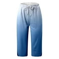 thumbnail image 3 of Yubnlvae Women's Leggings - Petite Knee Length Yoga Pants with Pockets Light blue L, 3 of 4
