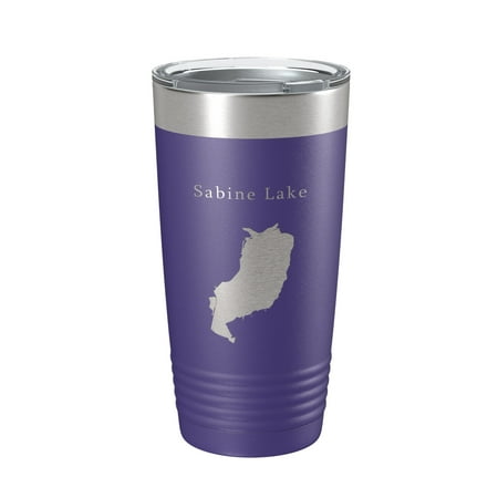 

Sabine Lake Map Tumbler Travel Mug Insulated Laser Engraved Coffee Cup Louisiana Beaumont Texas 20 oz Purple
