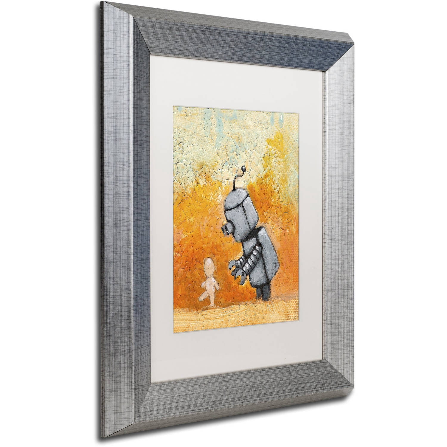 Trademark Fine Art 'Caretaker' Canvas Art by Craig Snodgrass, White Matte, Silver Frame