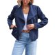 thumbnail image 1 of Chaquetas de Piel Sintética para Mujer, Estilo Ante, Ideales para Otoño e Invierno. Abrigo Corto Abierto por Delante. Azul XXL, 1 of 8