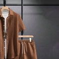 thumbnail image 6 of Xdegoge Men Matching Sets Outfits 2 Piece Casual Short Sleeve Collared Button Up Shirts and Shorts Tracksuits with Pockets Summer Waffle Knit Drawstring Set, 6 of 8