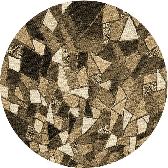 Ahgly Company Indoor Round Patterned Metallic Gold Area Rugs, 5' Round