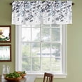 thumbnail image 3 of 2 Pack Navy Blue Leaves Valances for Windows Bedroom Living Room Window Treatments, Summer Botanical Rod Pocket Valance Drapes Short Kitchen Curtains Over Sink 42"x12", 3 of 8