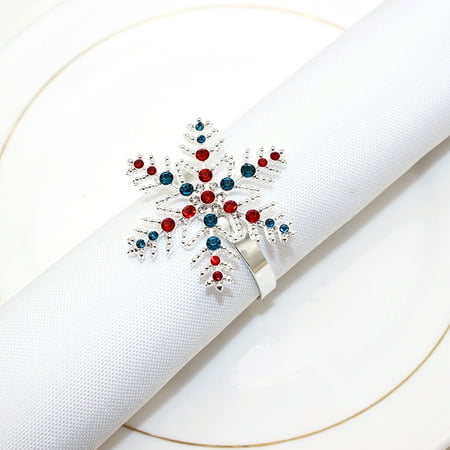 

2pcs Christmas Snowflake Napkin Ring Rhinestone Snowflake Napkin Ring Holders Metal Napkin Ring for Party