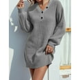 thumbnail image 3 of Sweater for Women Lantern Sleeve Sweater Dress Solid Color Casual Pullover Knitted Sweaters Alsol Lamesa, 3 of 6