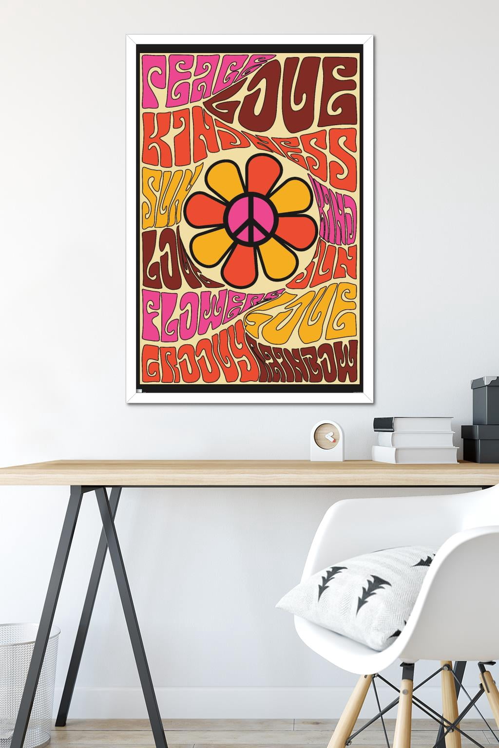 Peace, Love, and Kindness Wall Poster, 22.375" x 34" Framed