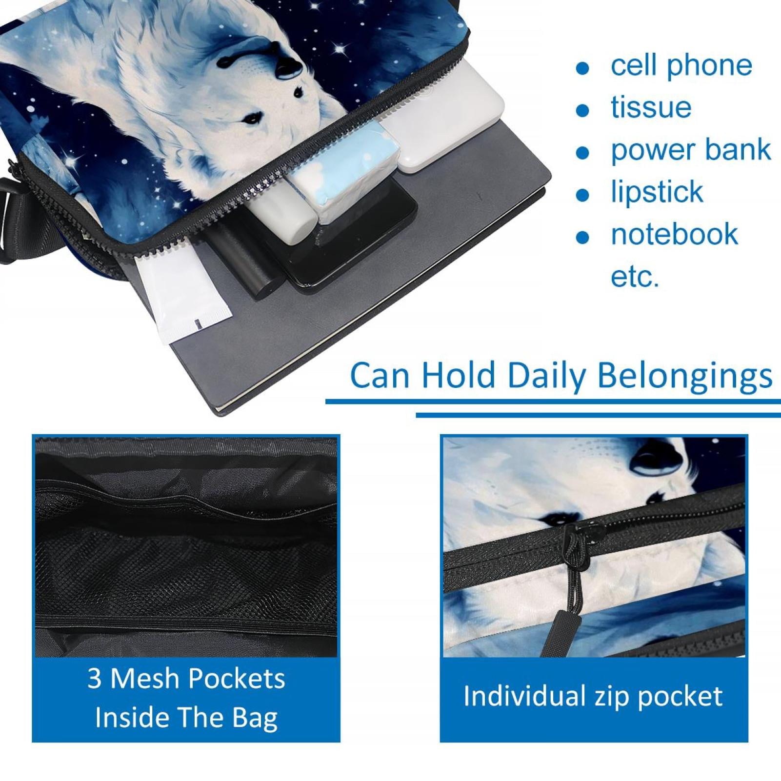 Starry sky polar bear Adjustable Lightweight Waist Bag Crossbody Fanny Pack with Extension Strap for Men and Women