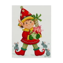 Trademark Fine Art 'Elf With 3 Mice' Canvas Art by Beverly Johnston