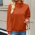 thumbnail image 4 of Sweatshirts for Women Puff Sleeve Relaxed Fit Casual Pullover with Front V Fall Versatile Comfy Tops Saffron S, 4 of 8