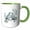 Green/White, variant on 3drose, Two Turtle Doves Cut-out Stencil-style, 15oz Two-tone Green Mug