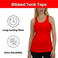 thumbnail image 2 of 3-Pack Women's Regular Fit Cotton Blend Ribbed Tank Tops - Soft Breathable, Gym & Lounge Wear (M-2XL), 2 of 5
