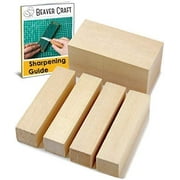 BeaverCraft BW1 Basswood Carving Blocks 5 pcs - Wood Blocks for Carving - Basswood for Wood Carving Wood - Wood Blocks for Whittling Wood