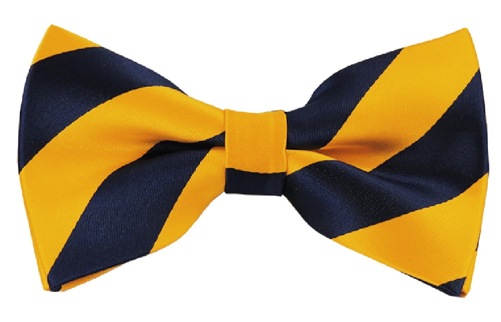 NYFASHION101 Men's College Stripe Adjustable Pre-Tied Bow Tie, Navy/Gold