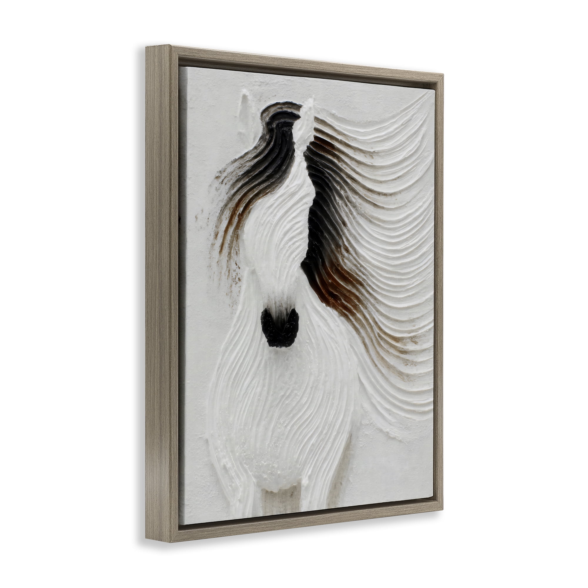 Stupell Industries Grooved Horse in Flowing Motion Brown Framed Floater Canvas Wall Art, design by Ink Drop Loft