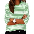 thumbnail image 2 of Womens Striped Long Sleeve Shirts Spring Outfits Color Block Tops Fashion Clothing Ribbed Crewneck Tee Blouses, 2 of 5