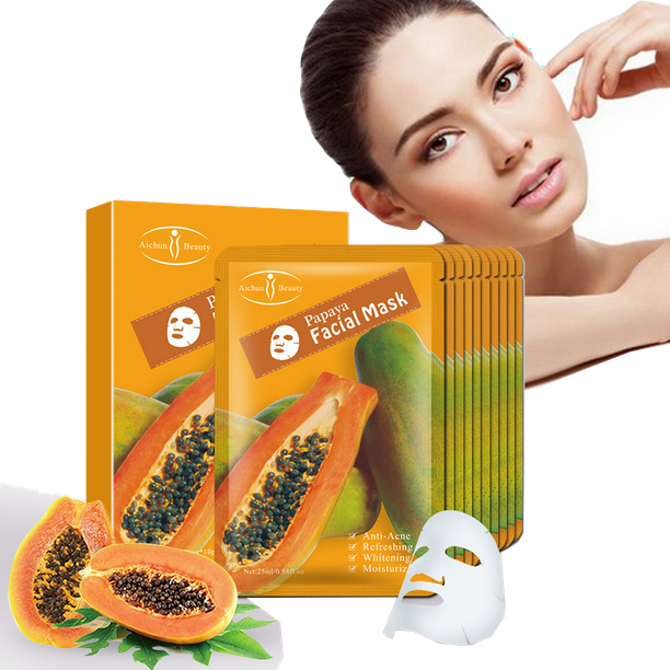 Mascarilla Facial de Papaya para el rostro mascara Facial de tela hidratante cosmetica coreana cuidado de arrugas acne pelicula Facial de belleza 5 10 piezas Gao Jinjia LED Walmart en linea