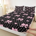 thumbnail image 4 of Erosebridal Black Pink Bow-tie Bed Sheets for Girl, Princess Cartoon King Sheets, 4pcs, 4 of 5