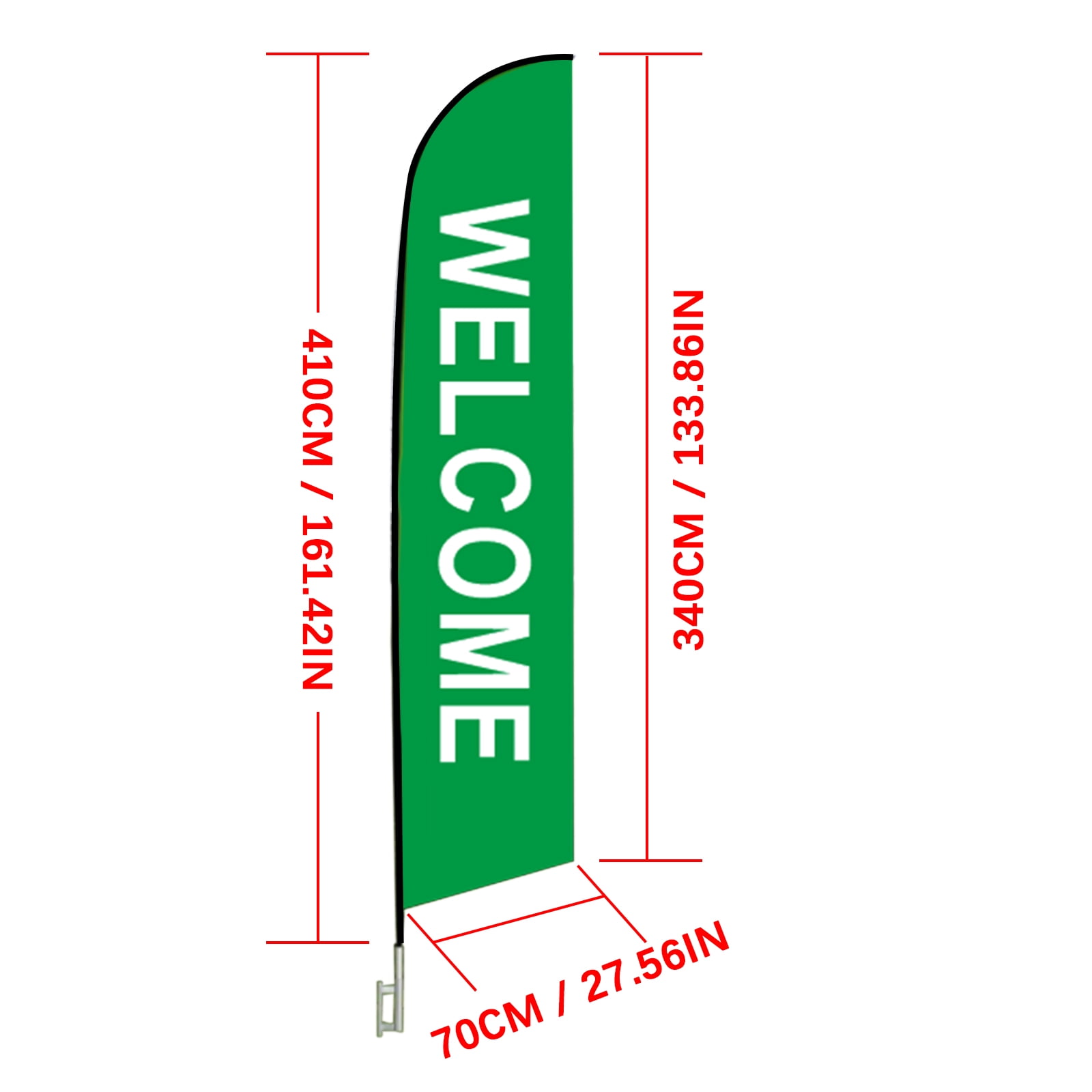2 Pack Welcome Feather Flag Pole Kit 15 Feet Advertising Flags Business Signs for Outside, Welcome Theme Feather Flags Green & Orange + Purple Gradient, Welcome Flag Banner