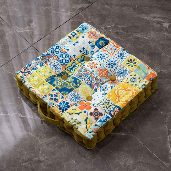 Square Velvet Printing Floor Pillow, Meditation Floor Pillow Thicken Decompression Floor Cushions Large Handmade Pillows Seating Cute Decorative Cushion for Yoga Living Room (Morocco)