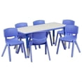 thumbnail image 1 of Pemberly Row Plastic Activity Table Set with 6 School Stacking Chairs in Blue, 1 of 1