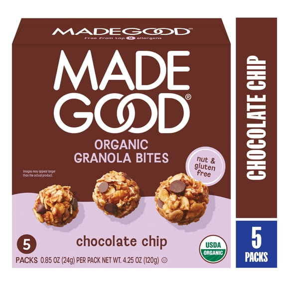 MadeGood Chocolate Chip Granola Minis, 5 Pack Count, 0.85 oz Each