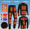thumbnail image 2 of Conjunto de ropa interior con calefacción de 22 zonas para hombre y mujer, traje de invierno con calefacción, pantalón térmico para motocicleta con alimentación eléctrica por USB, 2 of 5