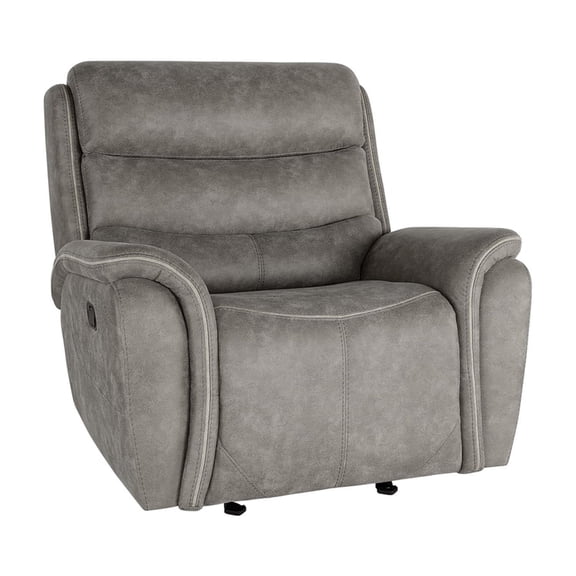 New Classic Furniture Kamari Fabric Manual Glider Recliner in Gray