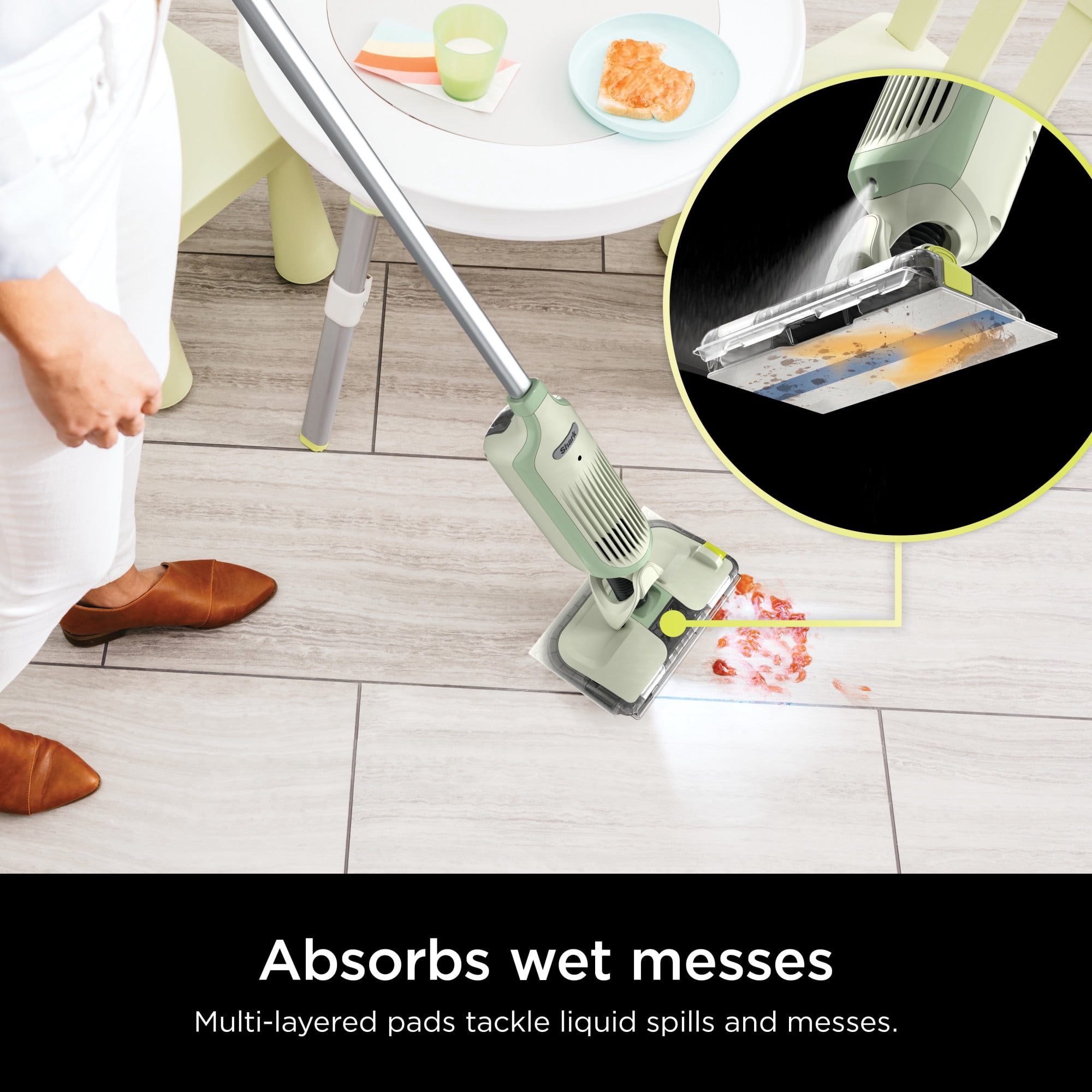 Shark VACMOP Cordless Hard Floor Vacuum Mop, Cordless, Suction & Spray Mopping, On-Demand Spray, VM252GN