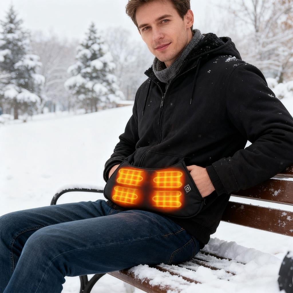 Osdhezcn Rechargeable Electric Heated Hand Warmer Muff Adjustable Belt Fast Heating Pouch
