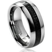 Daxx Men's Tungsten Carbide Black Carbon Fiber Inlay Ring