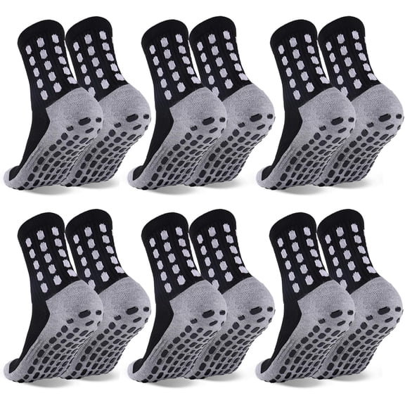 6 Pairs Kids Grip Soccer Socks Cushioned Non Slip Football Athletic Sports Socks for Boys Girls