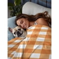 thumbnail image 3 of Orange Plaid Full Size Flat Sheet, Wrinkleproof & Fadeproof Cooling Flat Bed Sheet Only, Gradient Geometric Buffalo White Checkered Breathable Soft Bedding Top Sheets 81 x 96 Inches, 3 of 8