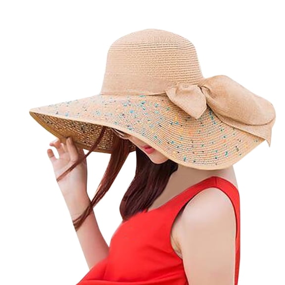 DOPI Baseball Caps Hats Cap Sun Floppy Women Wide Beach Colorful Brim Big Bow Straw Hat Brim Baseball Caps
