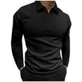 thumbnail image 2 of Zylanna Men's Long Sleeve Polo Shirts, Spring Fall Turndown Collar Slim Fit Solid Casual Pullover Tops for Man Black, 2 of 6
