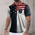 thumbnail image 2 of FUZHIQ Men's Polo Shirts Short Sleeve Flag Print Color Block Casual Golf Polo Breathable Patriotic Holiday Daily Wear Fashion Collared Shirt,S, 2 of 5
