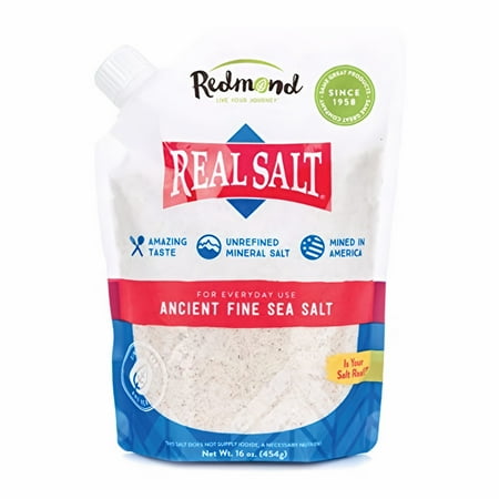 Redmond Real Salt Ancient Fine Sea Salt 16 oz (Pack of 8)