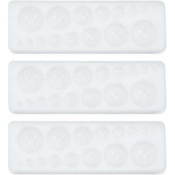 White 3Pcs Silicone Round Gemstone Molds Cabochon Jewelry Casting Molds White Resin Earring Casting Mold for Necklaces Earrings Jewelry Making Crafting Projects