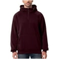 thumbnail image 6 of GuangCheng Mens Half Zip Pullover Hoodies,Fleece Sweatshirts with Pocket,Baggy Fit,Wine,S, 6 of 8