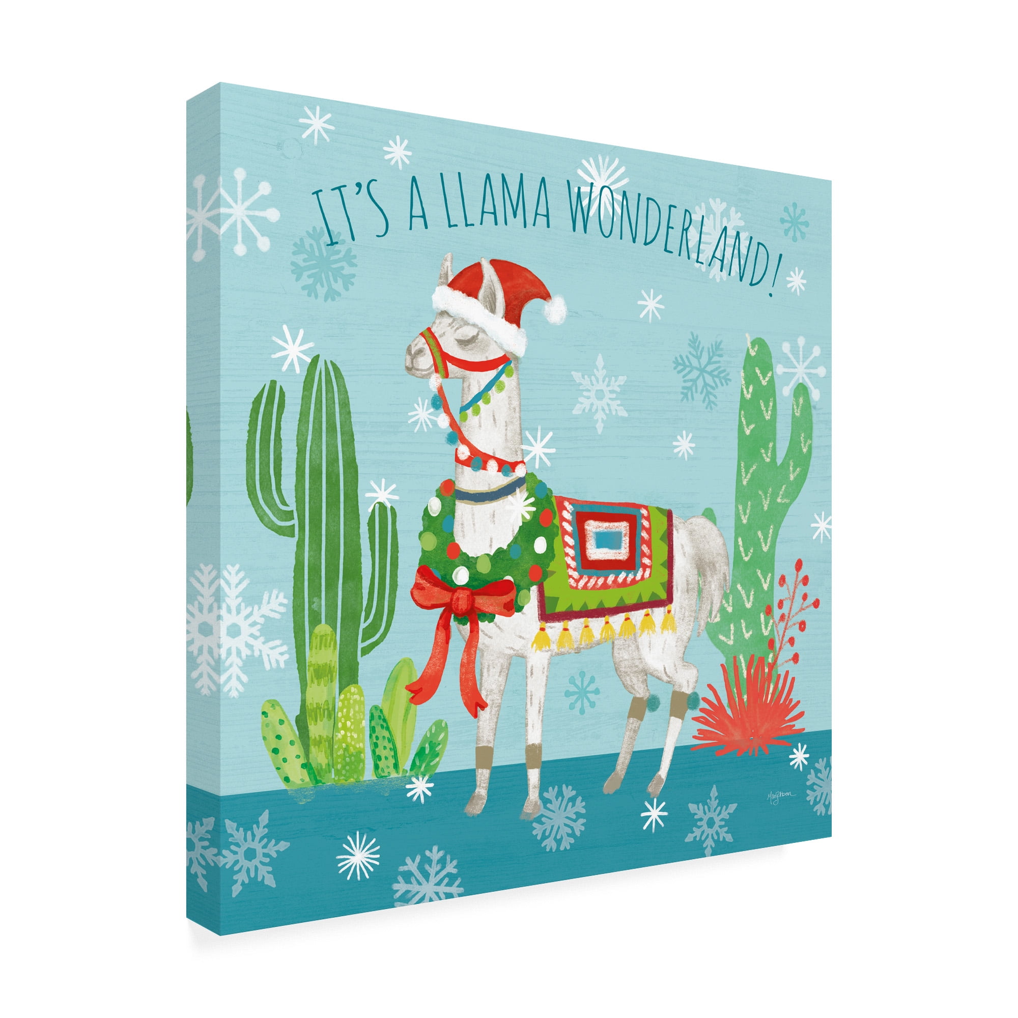 Trademark Fine Art 'Lovely Llamas Christmas V' Canvas Art by Mary Urban