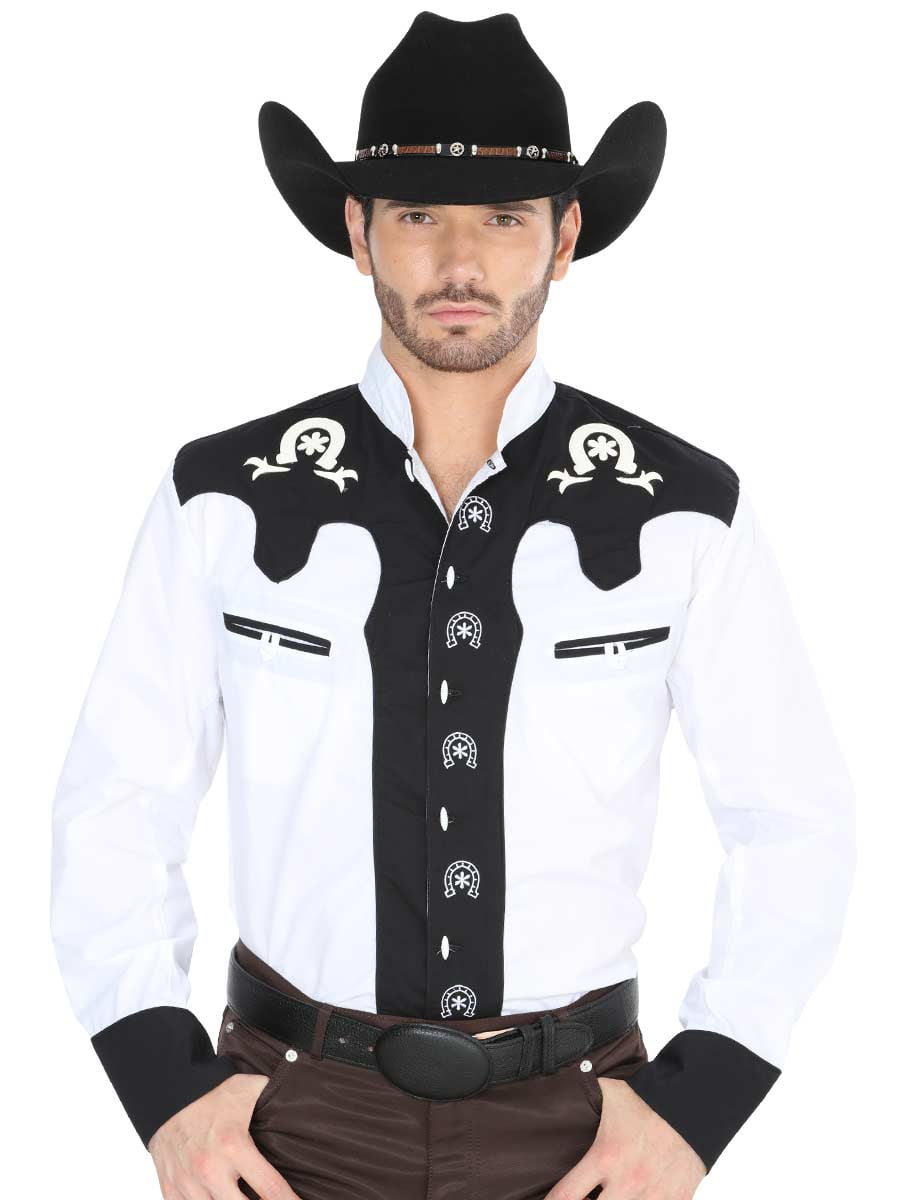 Men's Charro Shirt Camisa Charra El General Western Wear Color Gray Long Sleeve 
