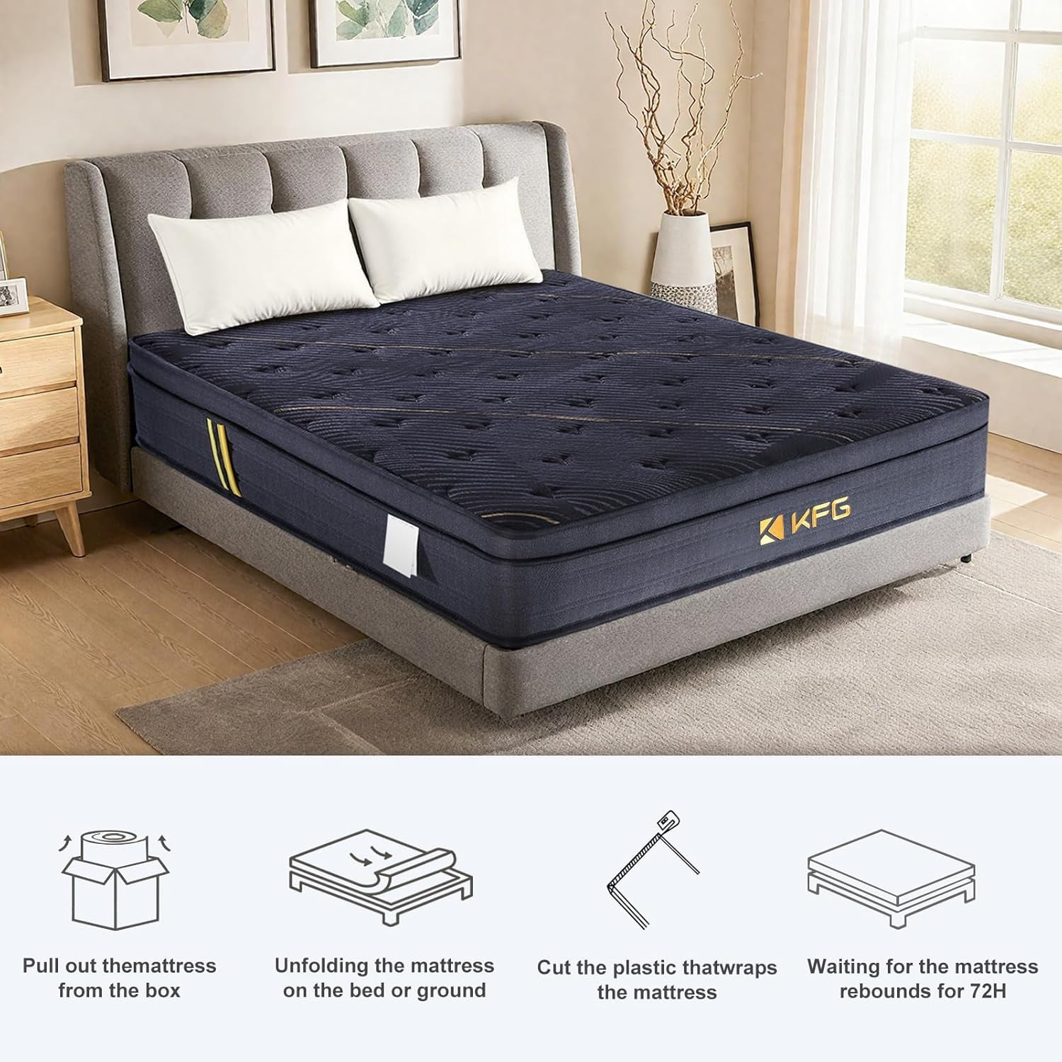 OMOGS Twin Size Mattress 10 Inch, with Memory Foam & Individually Wrapped Pocket Coils for Support, Medium Comfort, Breathable & Durable, for Comfortable Sleep & Pressure Relief, Fiberglass-Free